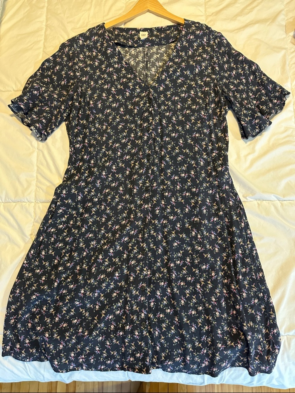 GAP Blue Floral Button Down Mini Dress